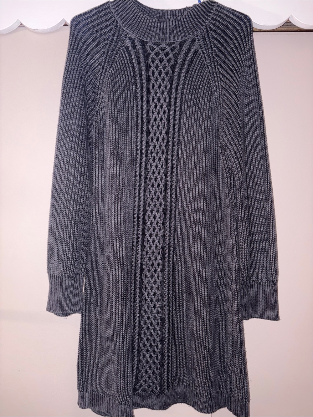 Maurices Charcoal Gray Cable-Knit Crewneck Sweater Dress
